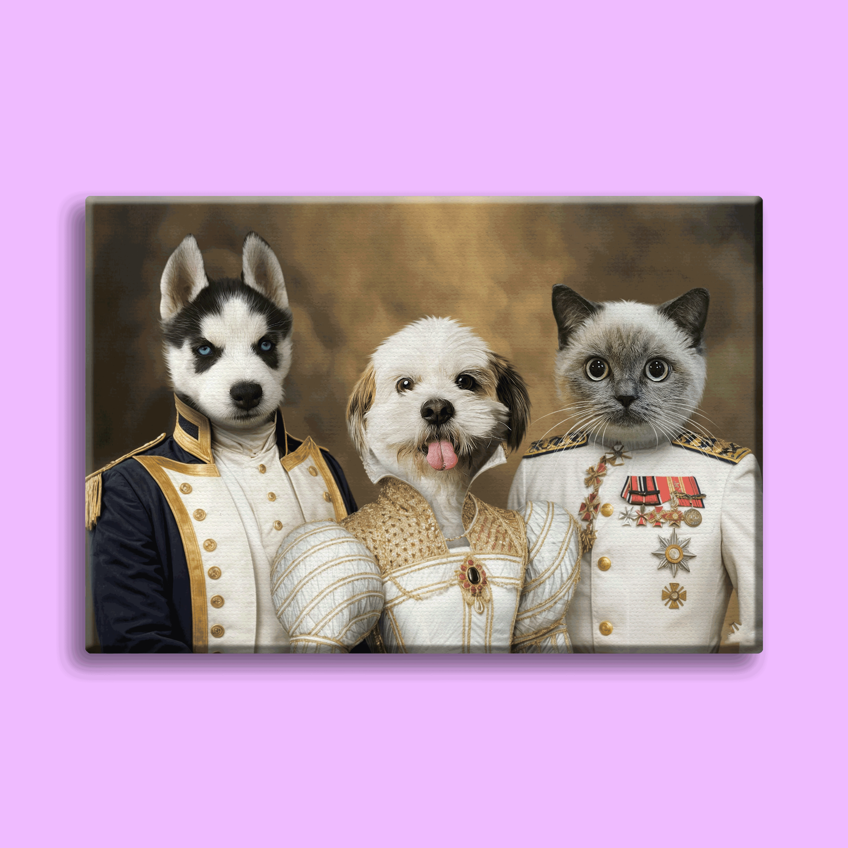 Regal Trio – Custom Multi-Pet Portrait